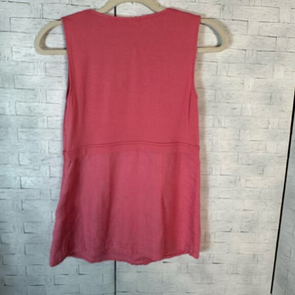 Boden women’s sleeveless V-neck, empire waste, top knit bottom linen ￼ - Picture 2 of 9